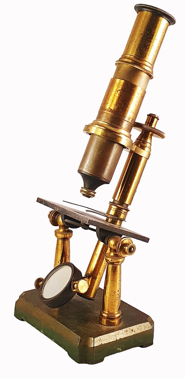 Microscope 301 (unknown maker; double pillar French microscope; c. 1900)