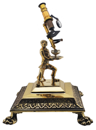 A gold and black microscope statue
Description automatically generated with medium confidence